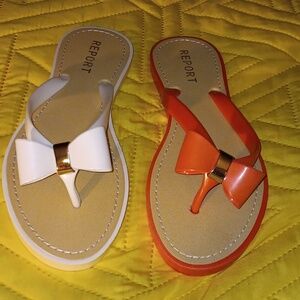 Report Women's Sandals with Bow - White and Orange